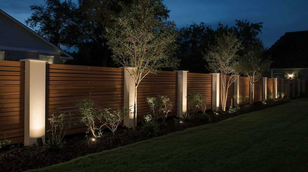 Decorative LED fence lighting installed in Tampa by Tampa Fence Builders